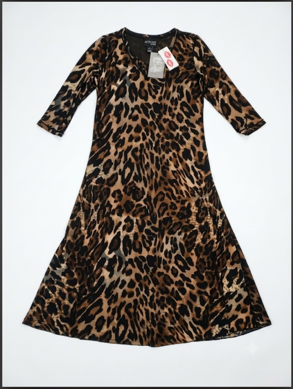 Attitudes by Renee Reversible Leopard Print Dress - Size XSP